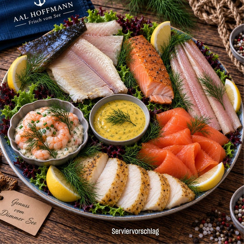 Fischplatte für 4 Personen - Räucherfisch-Auswahl